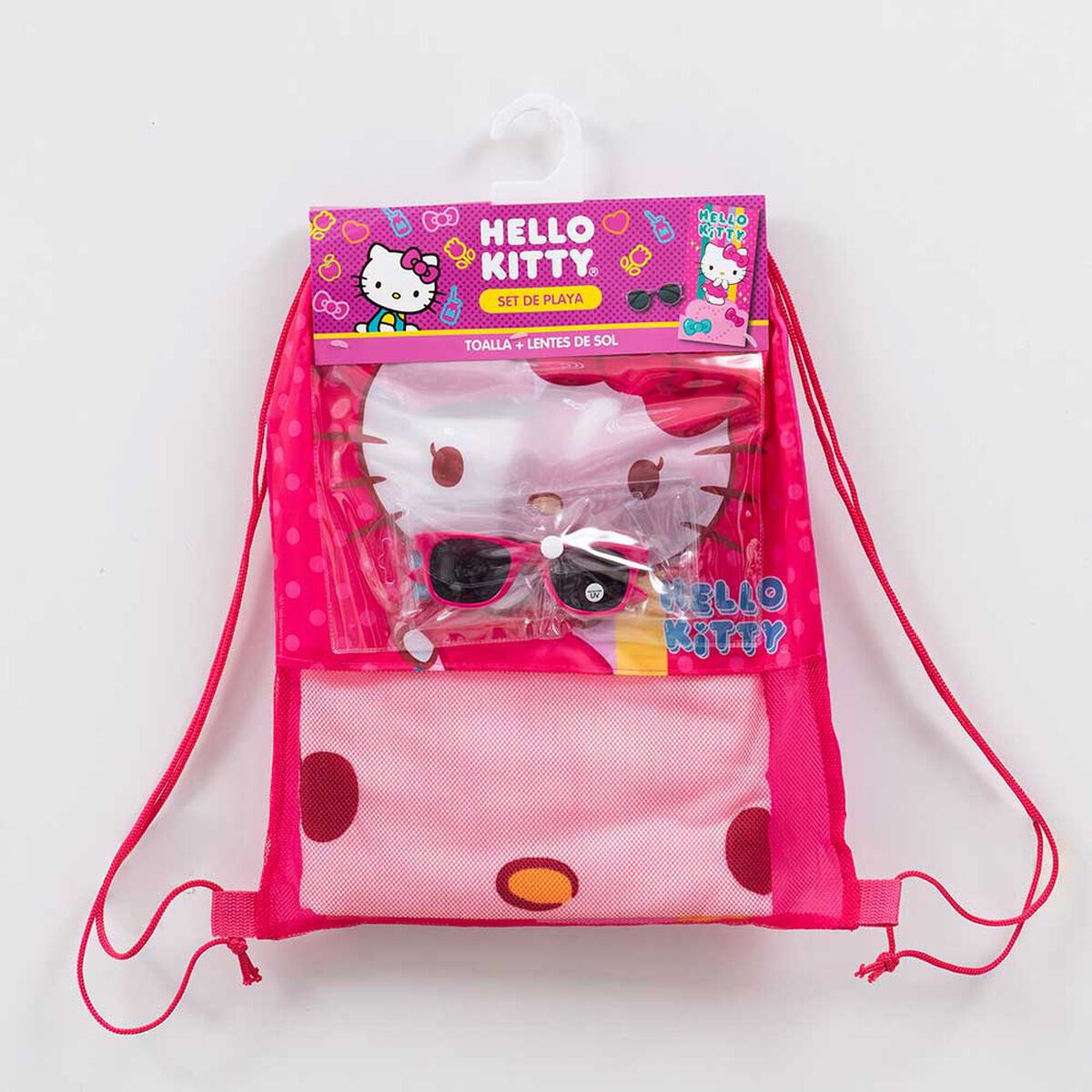 Toalla de Playa Infantil + Lente de Sol Sanrio Hello Kitty Puntos 70 x 140 cm