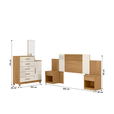 Imagen 2 del producto Comoda Con Espejo Di Poretti Lisboa 5C + Respaldo Ajustable