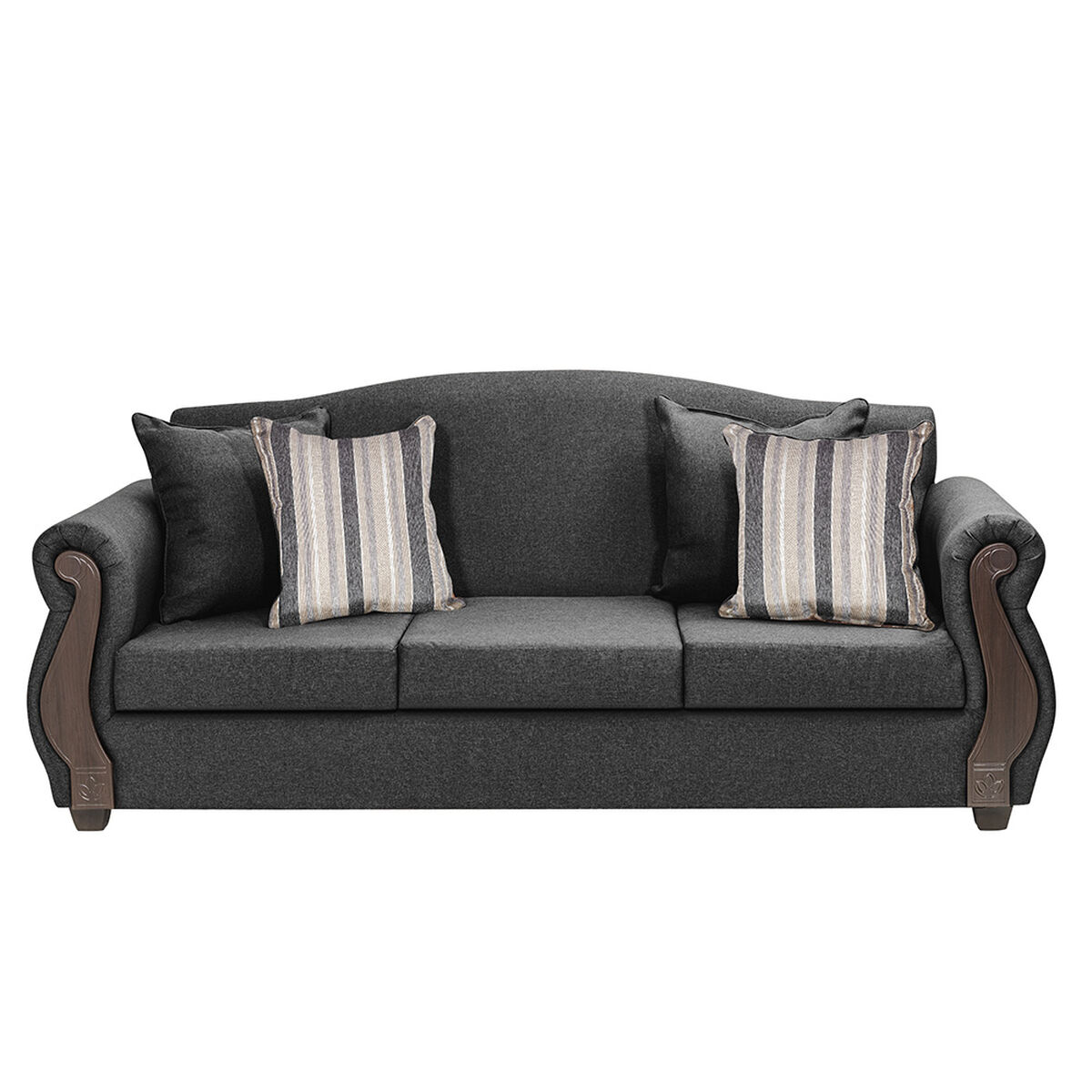 Juego de Living Innovamuebles New Bugambilia Sofá 3 Cuerpos + Dos Sillones 1 Cuerpo Gris Oscuro