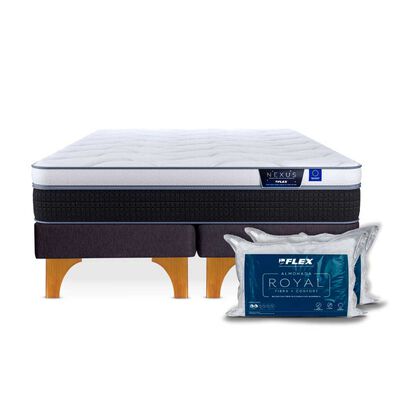 Cama Europea Flex 2 Plazas Nexus + 2 almohadas