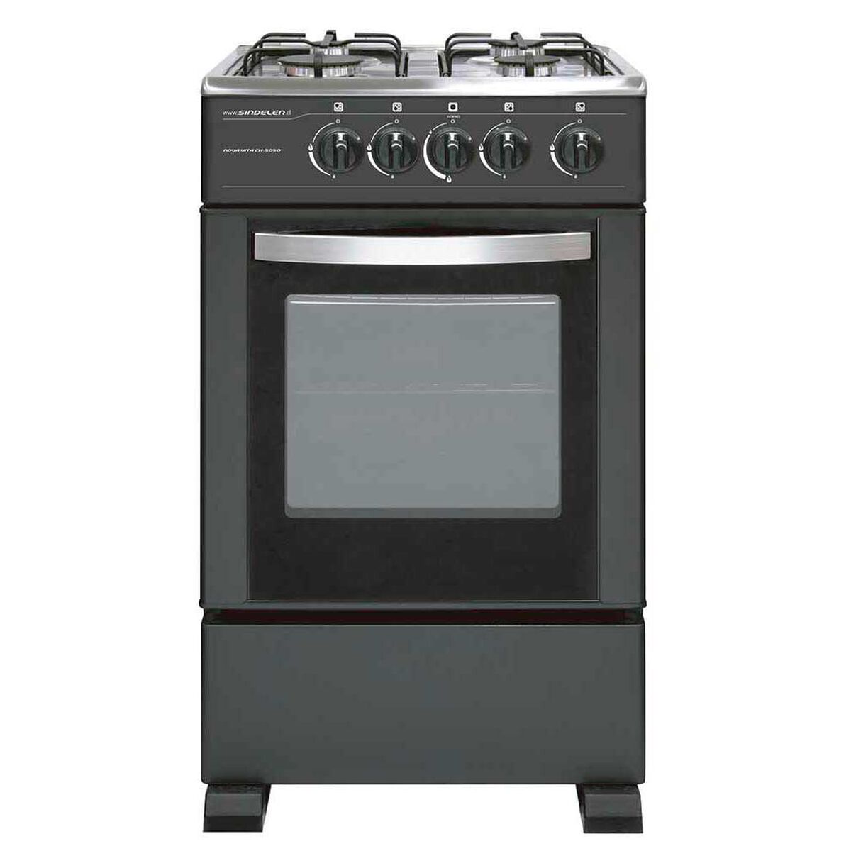 Combo Cocina a Gas Sindelen CH-5050 4 Quemadores + Bater&iacute;a de Cocina Acero D&C Mecina 6 Piezas