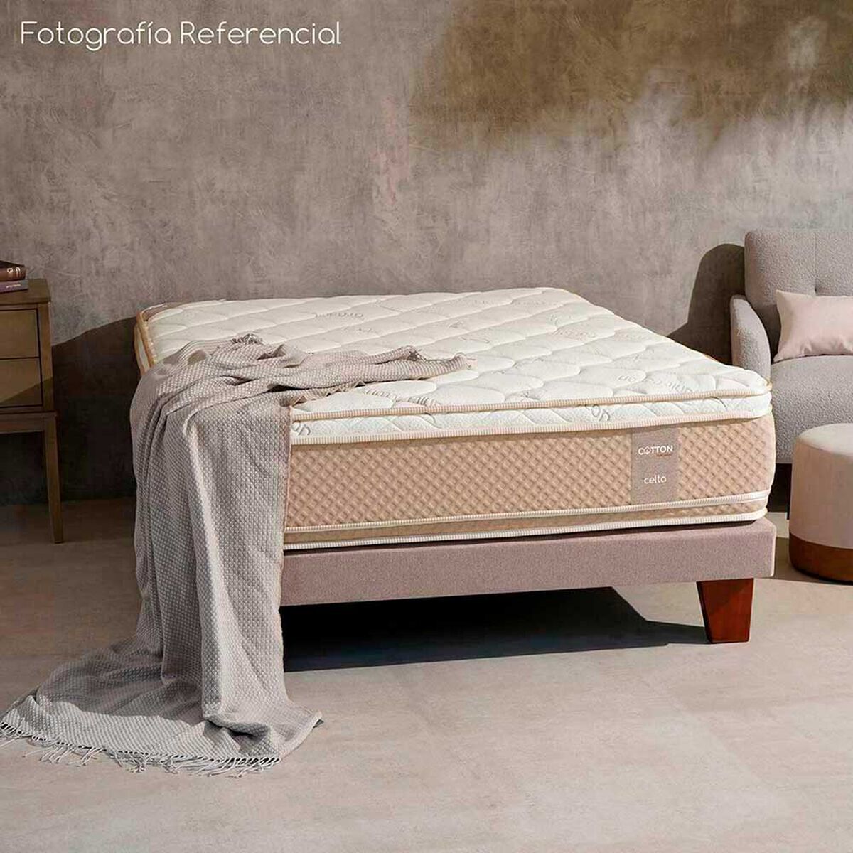 Cama Europea Celta Base Dividida 2 Plazas Cotton Organic