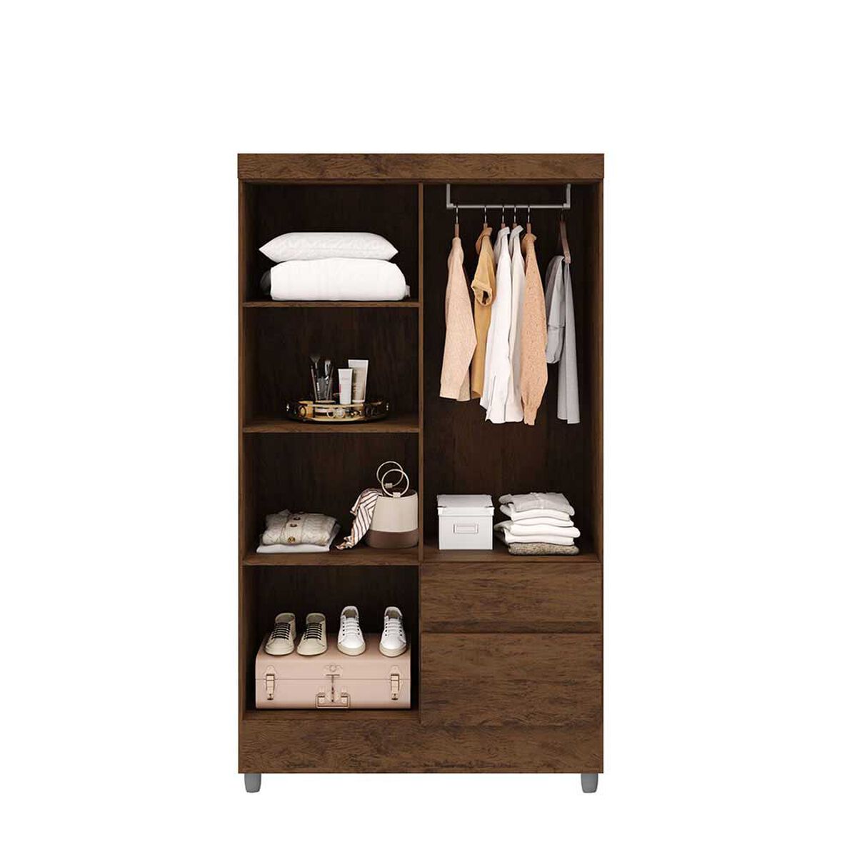 Closet Vekkahome Americano 4 Puertas 2 Cajones Caf&eacute;