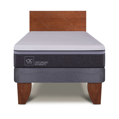 Cama Europea CIC 1,5 Plazas Ortopedic Advance + Respaldo New Villarrica