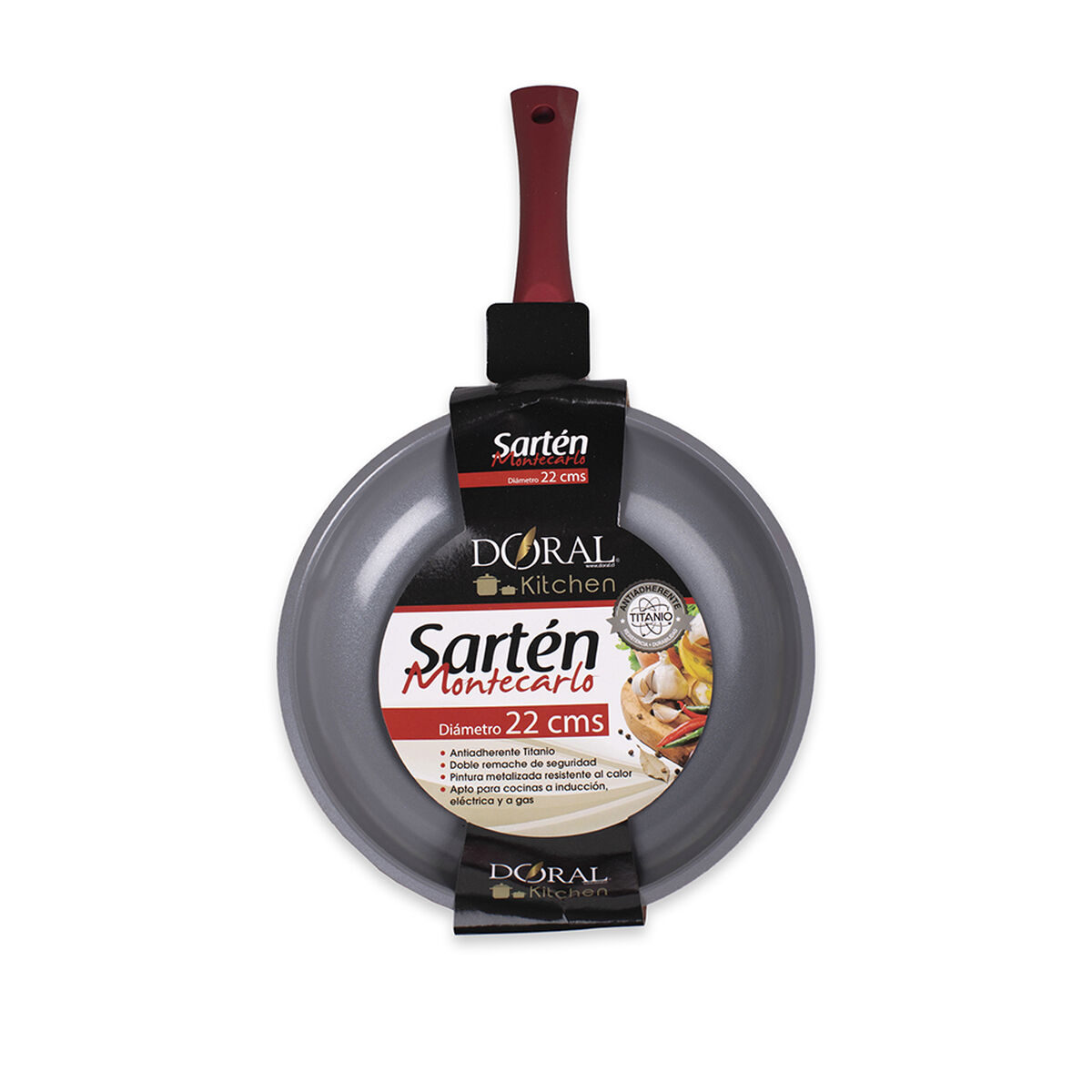 Sartén Acero Inoxidable Doral Montecarlo 22 cm Rojo