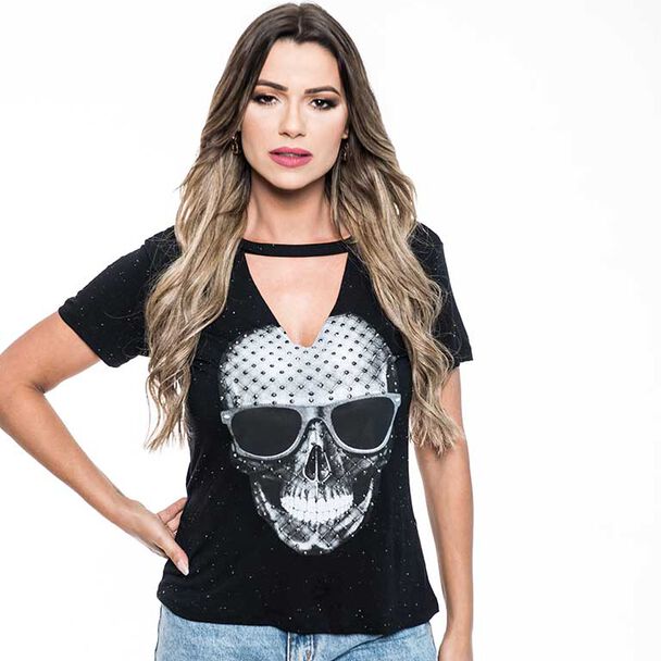 Polera Chocker Mujer Rock Caviar