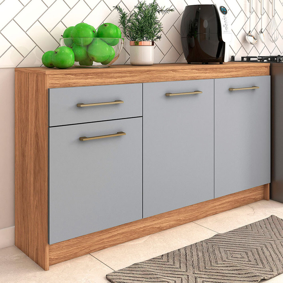 Mueble Base Cocina Vekkahome Alba 3 Puertas Caf&eacute;