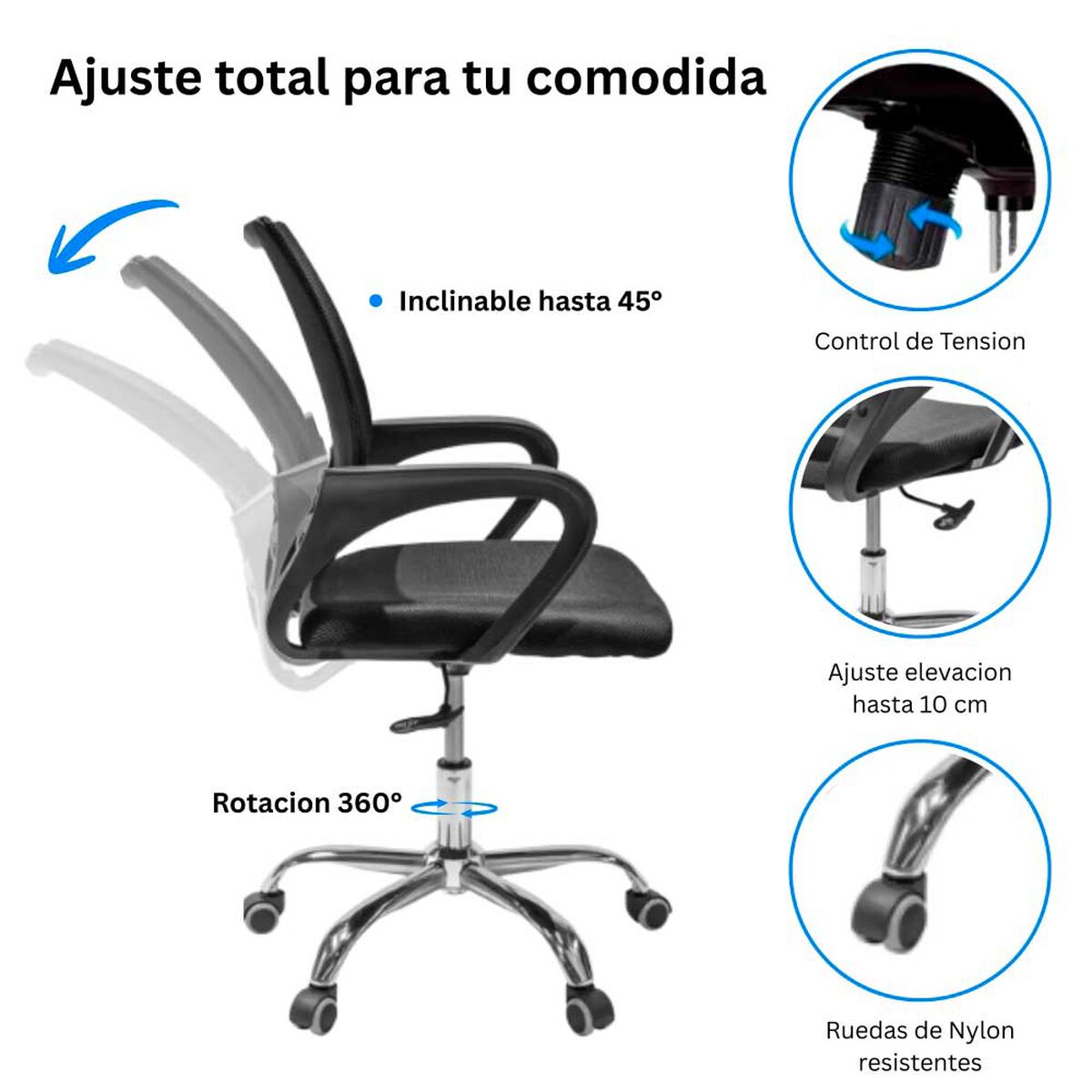 Silla de Escritorio Arthome New York Negra