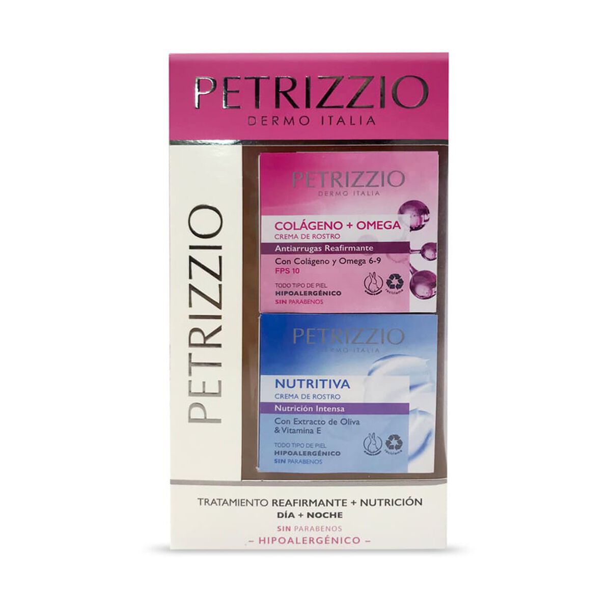 Set Tratamiento Reafirmante y Nutrición Cremas Facial Día y Noche Petrizzio