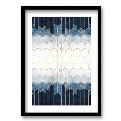 Imagen 1 del producto Cuadro Decorativo Retela Hexagonos Azul 40 x 30 cm
