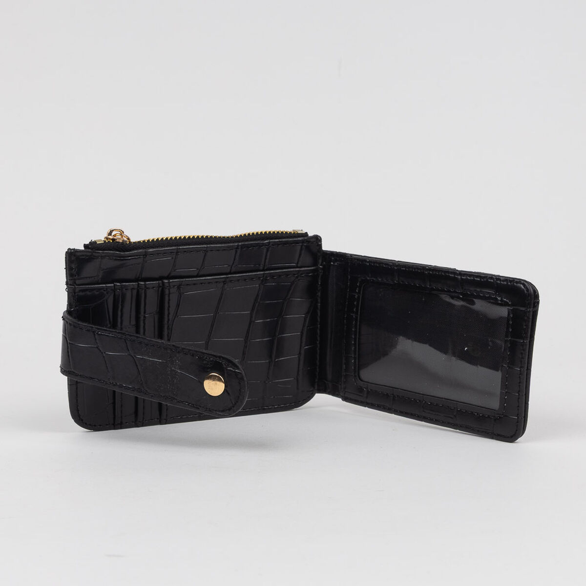 Billetera Negro Croc Icono