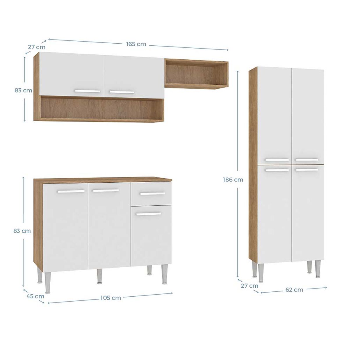 Mueble de Cocina Vekkahome Madri 9 Puertas Café