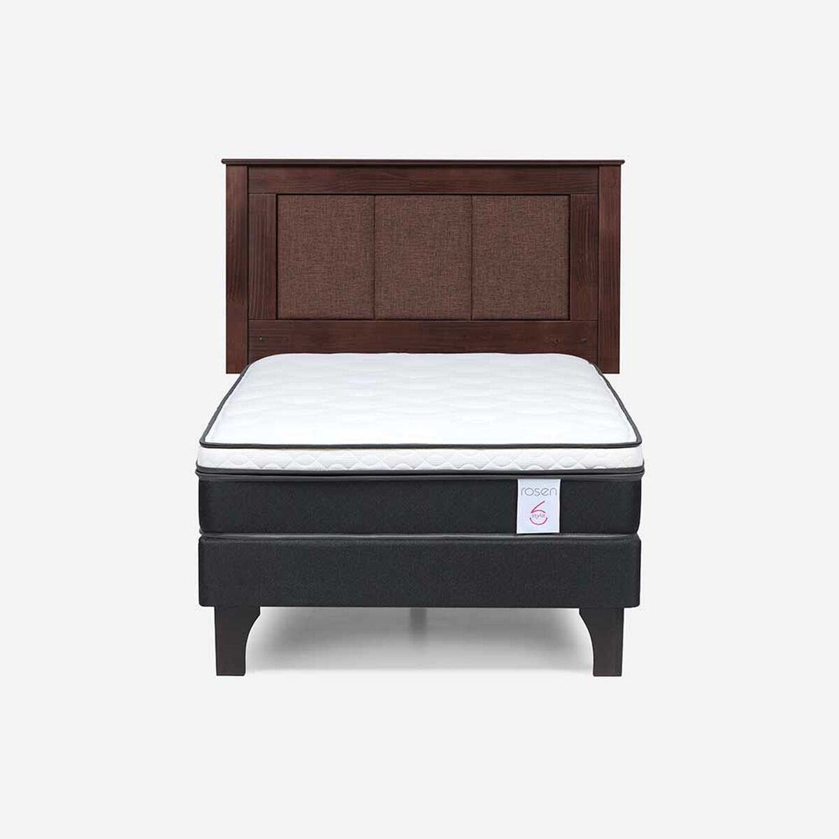 Cama Europea Rosen 1,5 Plazas New Style 6 + Respaldo Rachel