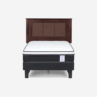 Cama Europea Rosen 1,5 Plazas New Style 6 + Respaldo Rachel