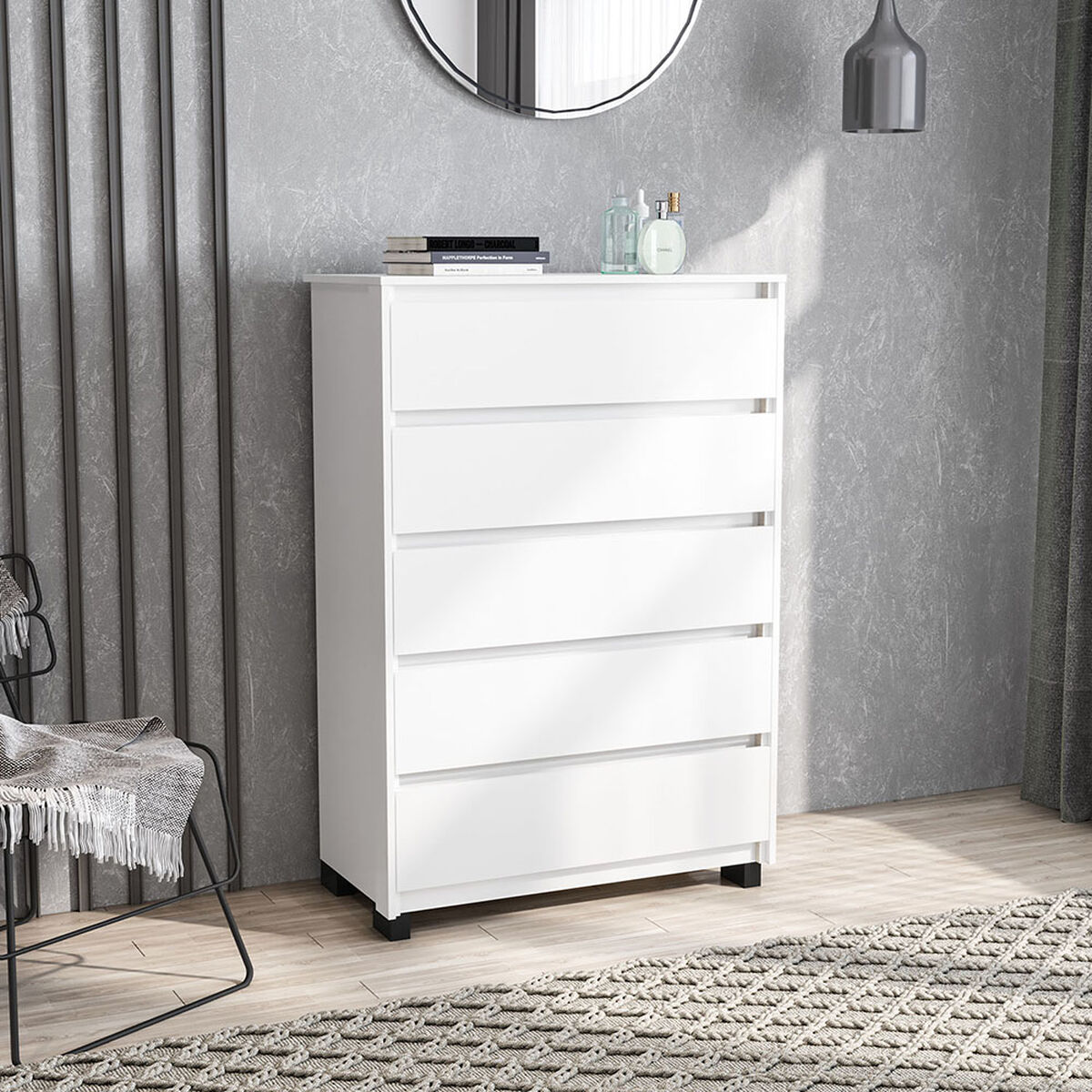 C&oacute;moda Vekkahome Coimbra 5 Cajones Blanco