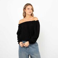 Blusa Campesina Mujer Icono Negro