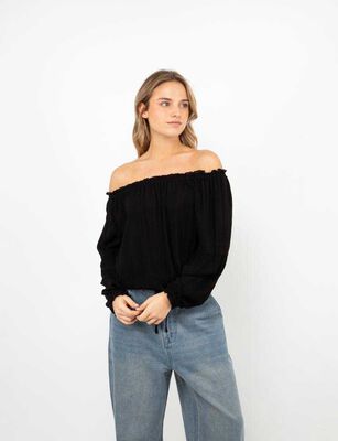 Imagen 1 del producto Blusa Campesina Mujer Icono Negro