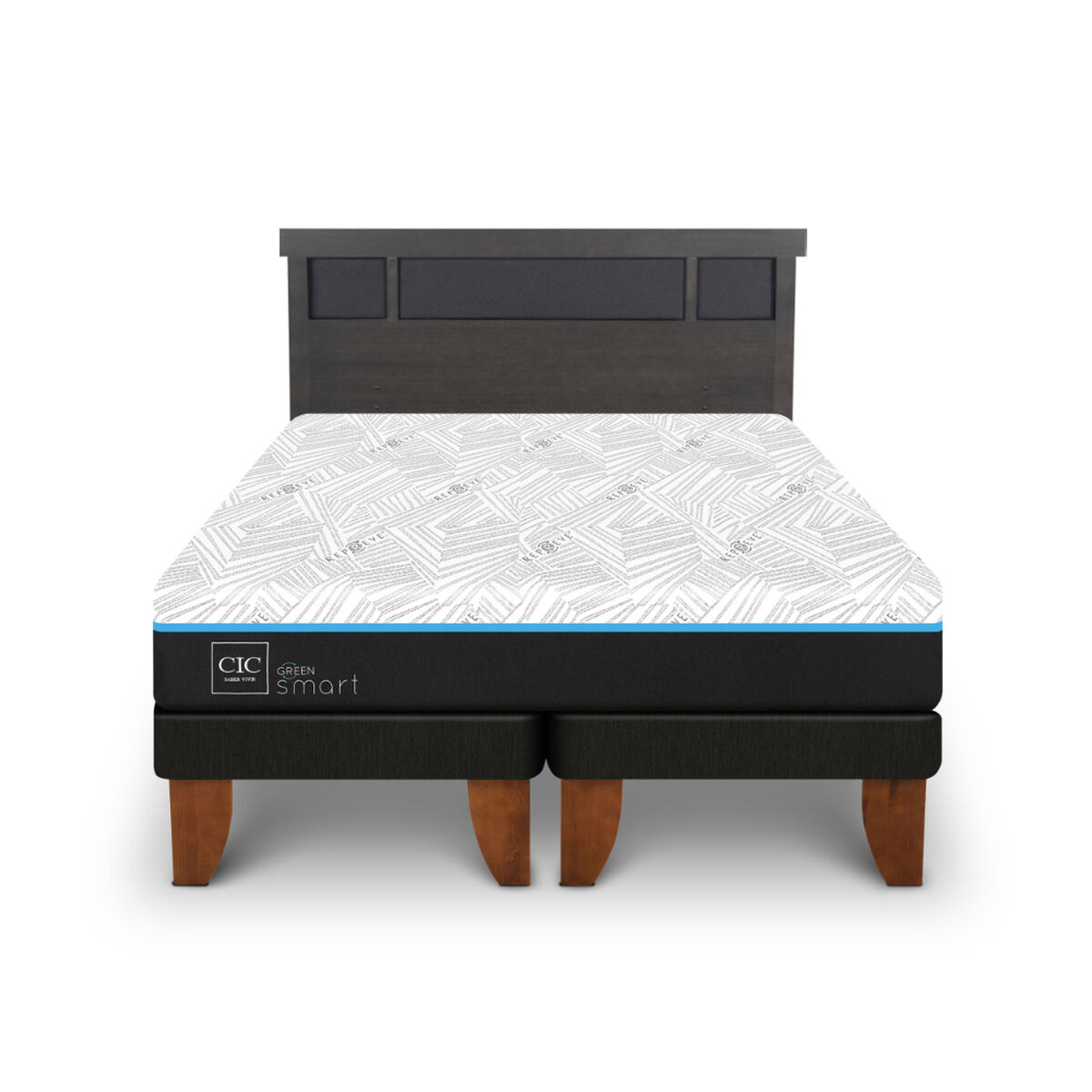 Cama Europea CIC Green Infinity 2 Plazas + 1 Respaldo Dublin Gris