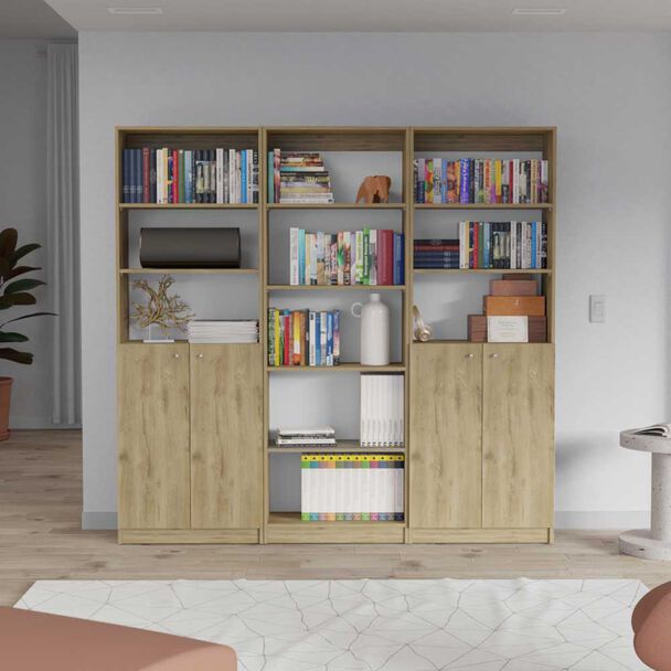 2 Estantes 2 Puertas + Estante 5 Repisas TuHome Home Macadamia
