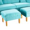 Juego de Living Bodevir New Retro Felpa 04 Sofá 3 Cuerpos + Dos Pouf 1 Cuerpo Turquesa 