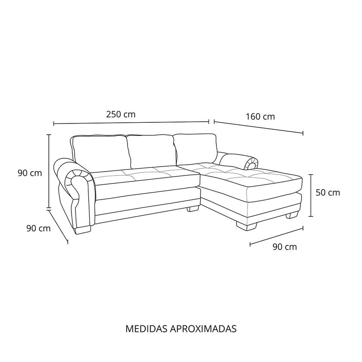 Sof&aacute; Seccional Living Factory Oregon 4 Cuerpos Gris