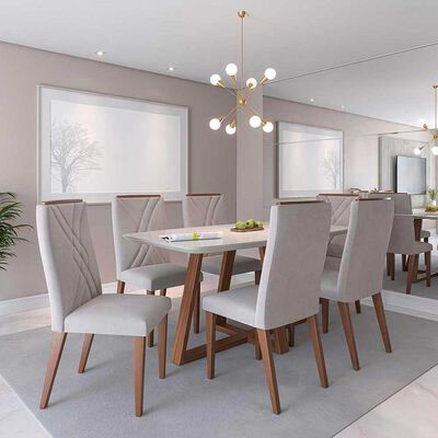 Imagen 1 del producto Juego de Comedor Decocasa Bennet  6 Sillas Off White