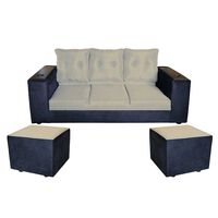 Sofá Muebles MYM Julietta 3 Cuerpos + Dos Pouf 1 Cuerpo Negro Beige