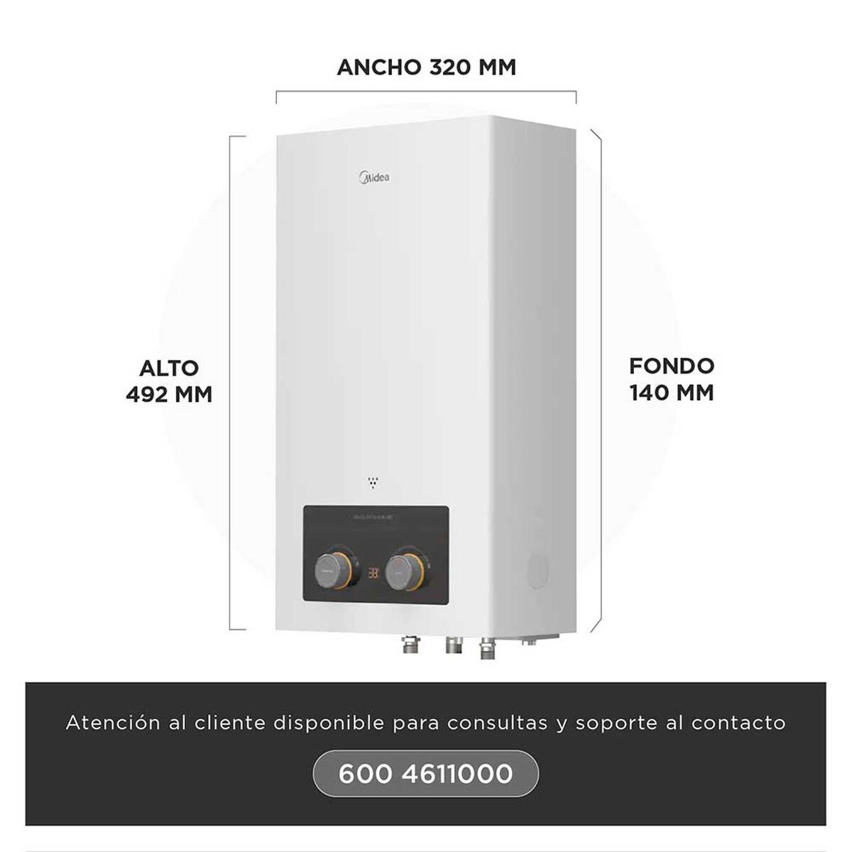 Calefont Gas Licuado Midea MGWH5-10MDNCLW-GL Tiro Natural 5 lts.