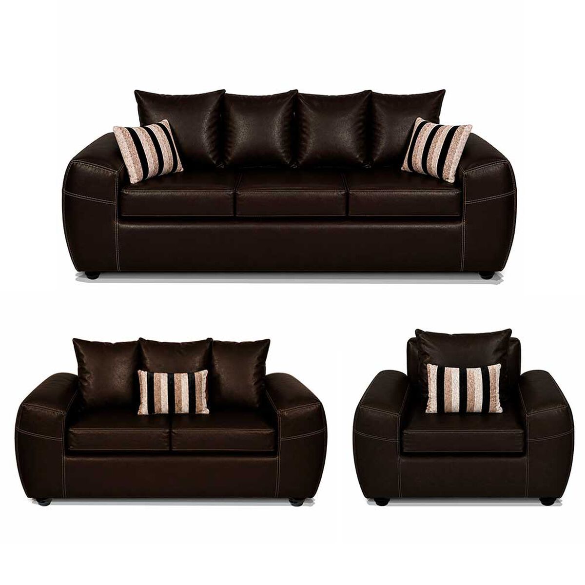Juego de Living Elegant Detail New Houston 3-2-1 Cuerpos Caf&eacute;