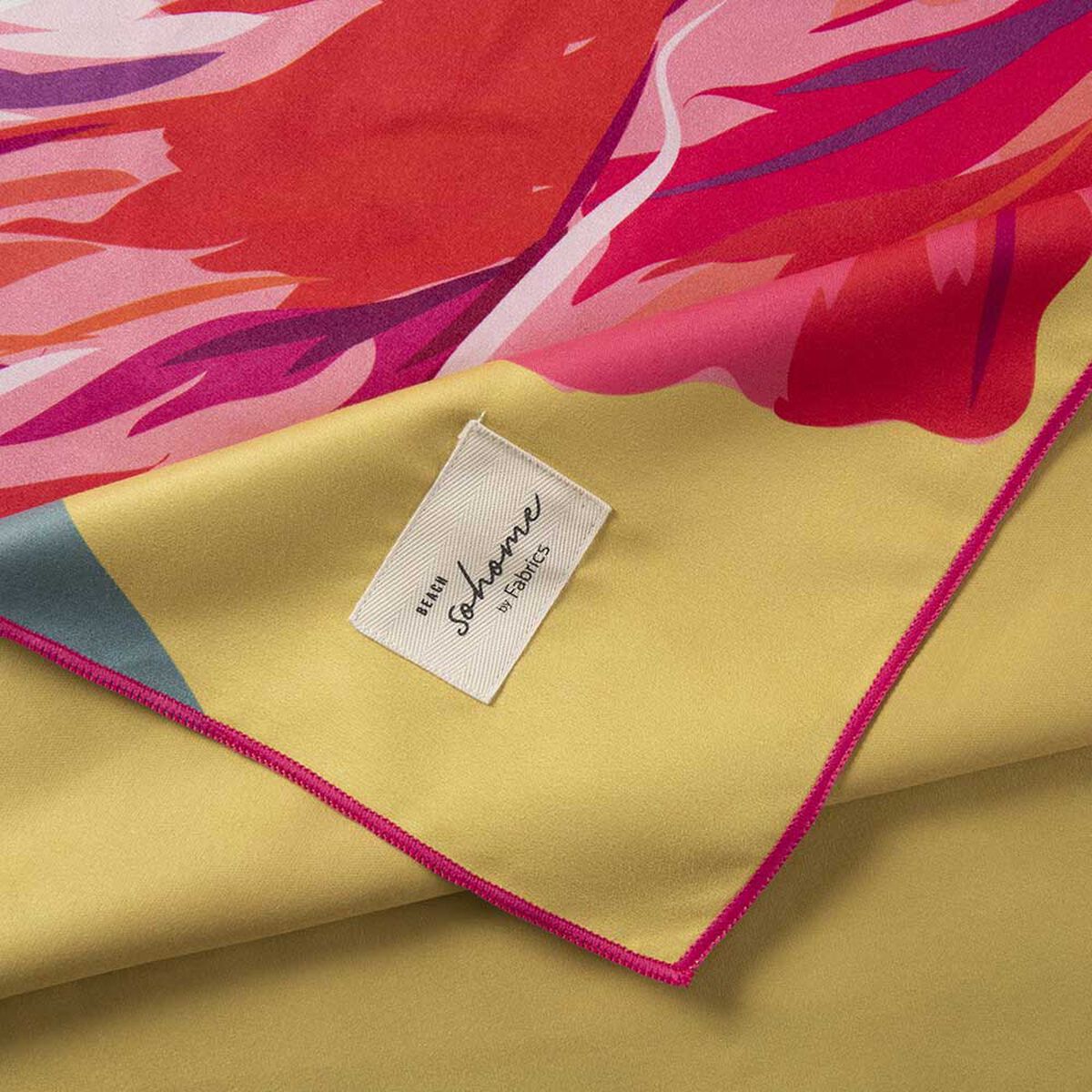 Toalla de Playa con Bolso SoHome Hibiscu 90 x 180 cm Amarillo