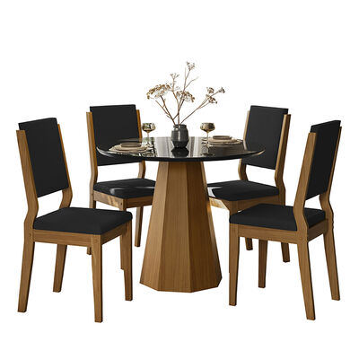 Juego de Comedor VekkaHome Isis 4 Sillas Negro