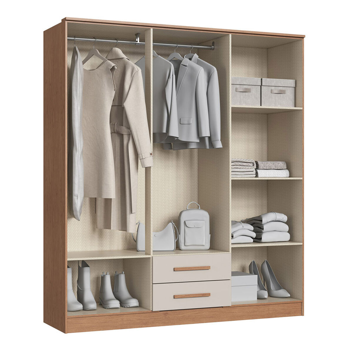 Closet Vekkahome Americano 6 Puertas 2 Cajones Beige