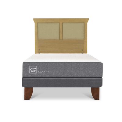 Cama Europea CIC 1,5 Plazas Smart + Respaldo Torino Mostaza