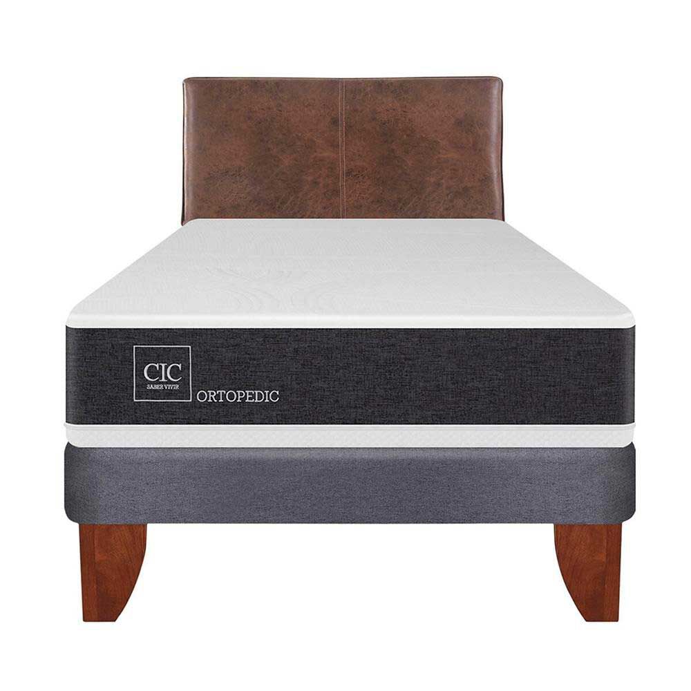 Cama Europea CIC 1,5 Plazas Ortopedic + Respaldo Baker