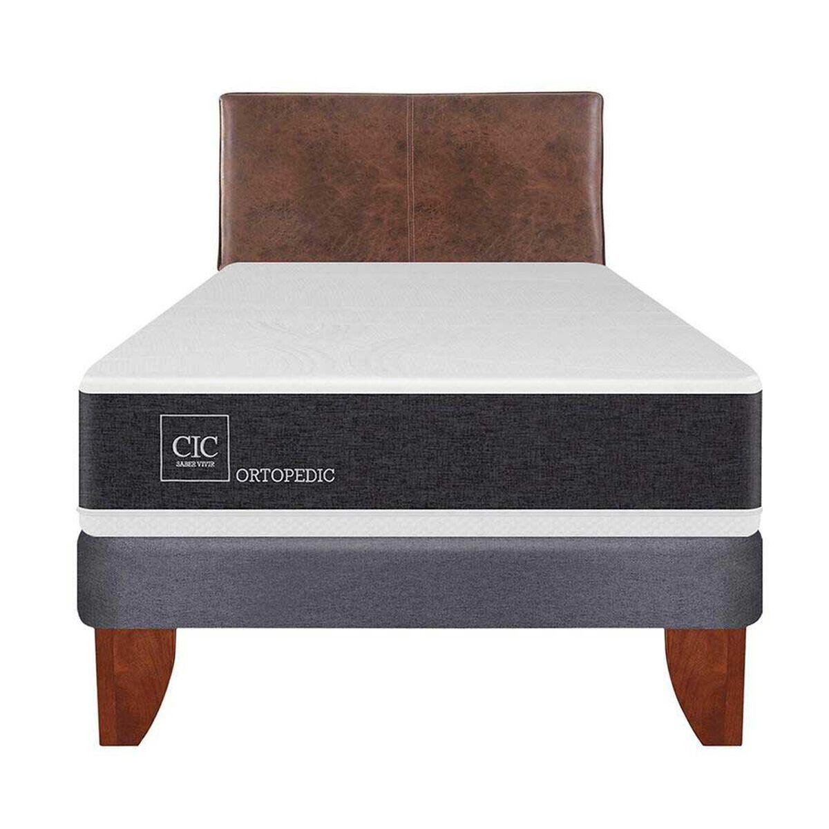 Cama Europea CIC 1,5 Plazas Ortopedic + Respaldo Baker