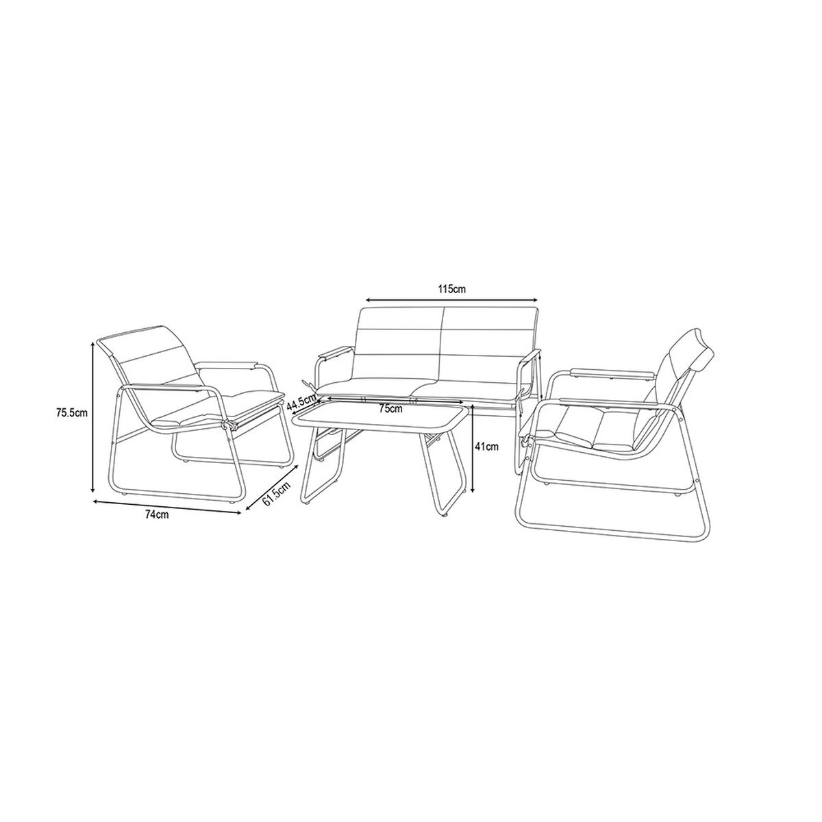 Juego de Living Terraza Casanova Gris Oscuro