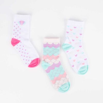 Imagen 2 del producto Pack 3 Calcetin Largo de Algodón Niña Chess Coral