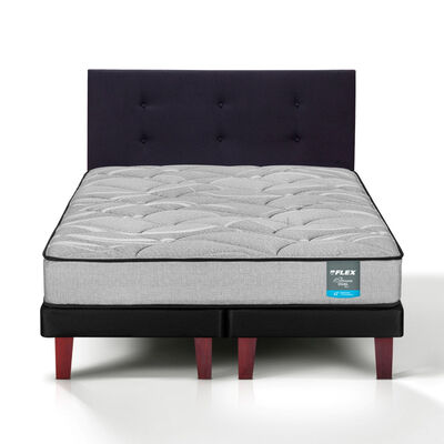 Cama Europea Flex 2 Plazas Dream Dual Box B/D + Respaldo Royal Negro