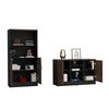 Combo Gabinete 2 Puertas + Biblioteca 2 Puertas TuHome Home Office Negro Soft-Co&ntilde;ac