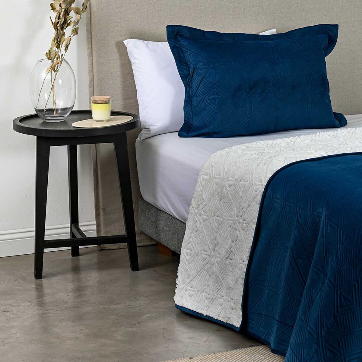 Quilt Sherpa American Family 1.5 Plazas Petroleo