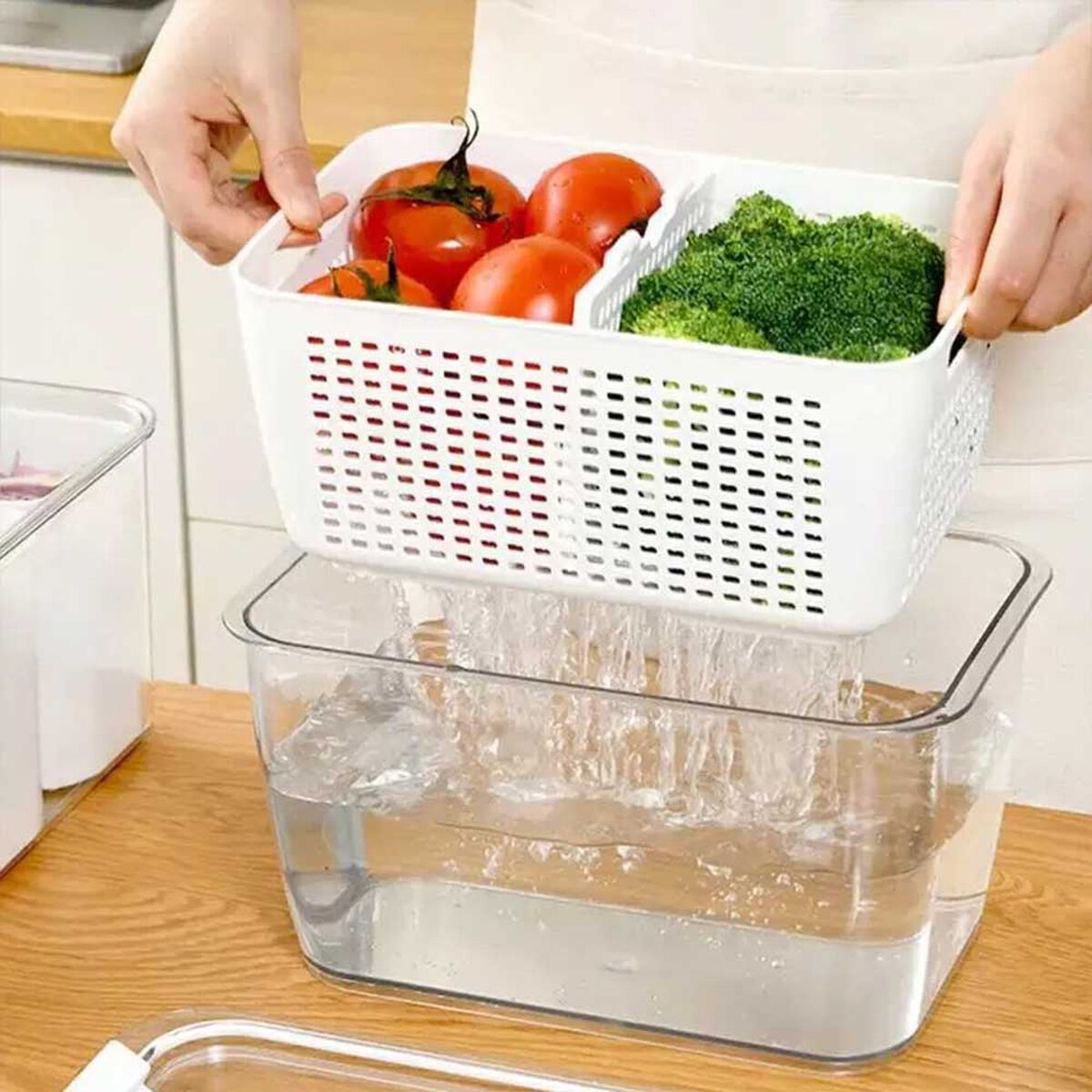Caja Organizadora Refrigerador con Cesta Mediana Simplit