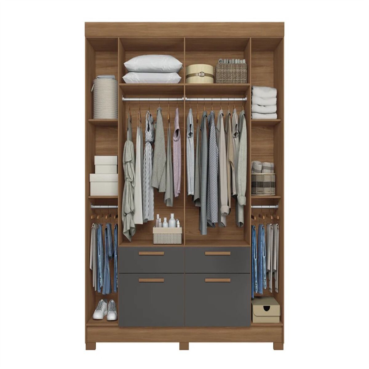 Closet Altavision Guarapuava 6 Puertas 4 Cajones Caf&eacute; Grafito