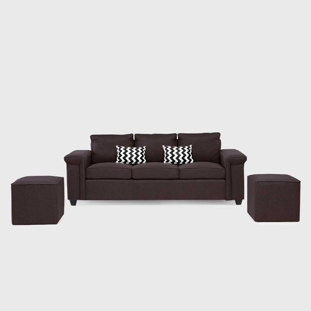 Sof&aacute; Mons Sicilia 3 Cuerpos + Dos Pouf 1 Cuerpo Chocolate