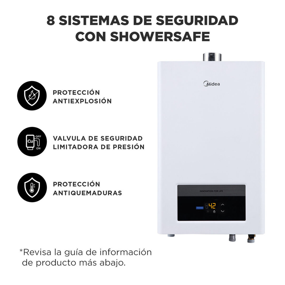 Calefont Gas Licuado Midea MGWH10-20EQPCLW-GL Tiro Forzado 10 lts.