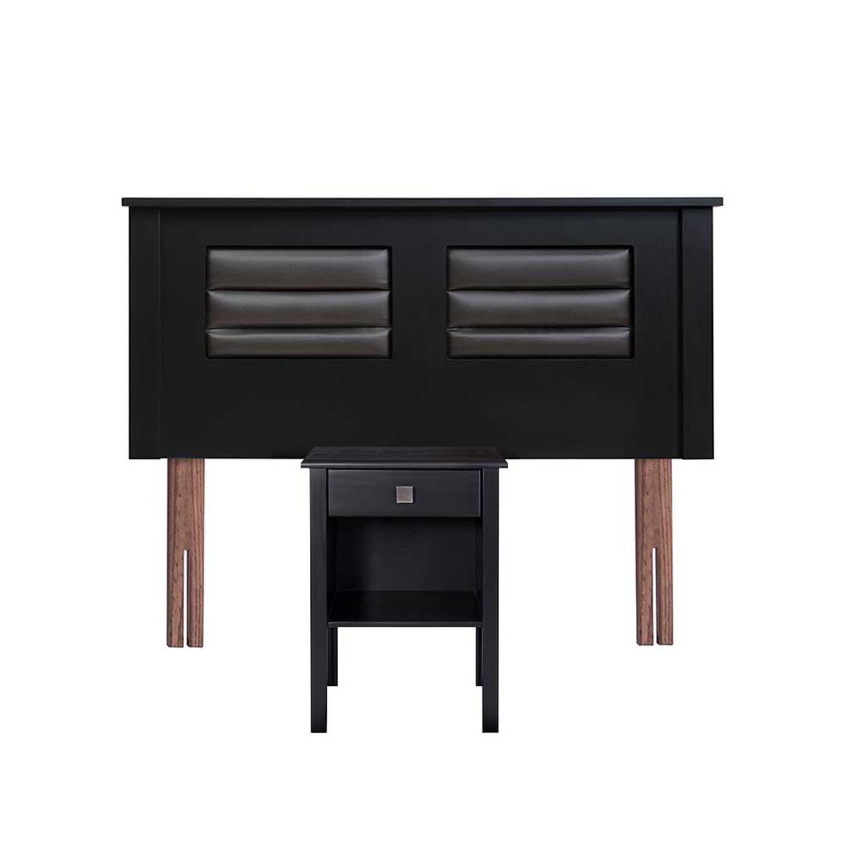 Respaldo + Velador Celta 1,5 Plazas Paris Negro