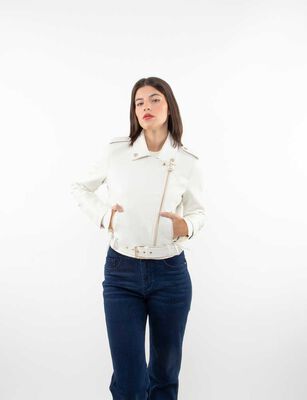 Imagen 1 del producto Chaqueta Biker Ecocuero Mujer Fiorucci Crudo, Negro