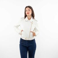 Chaqueta Biker Ecocuero Mujer Fiorucci Crudo, Negro