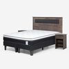 Cama Europea Rosen Base Dividida 2 Plazas New style 6 + Respaldo Ferrera Gris + 2 Veladores