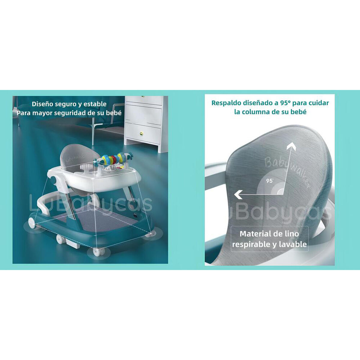 Andador Caminador Multifuncional 4 En 1 Lubabycas Gris