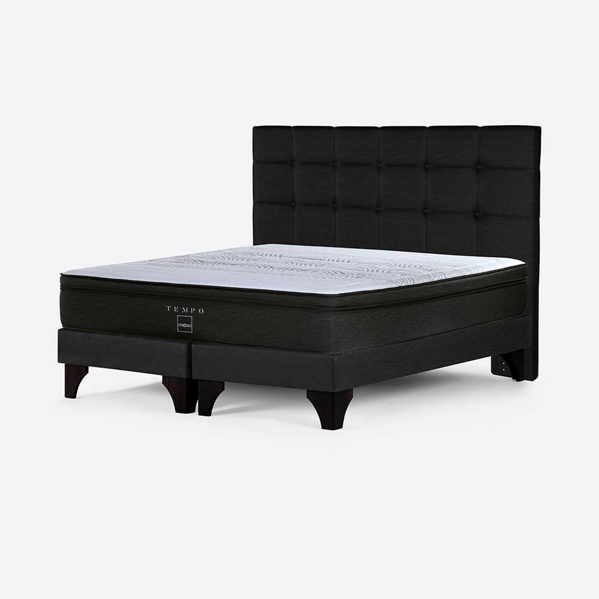 Cama Europea Rosen Base Dividida Súper King Tempo + Respaldo Issey Grafito